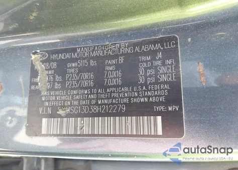 2008 Hyundai Santa Fe Gls from USA, damaged, VIN 5NMSG13D38H212279